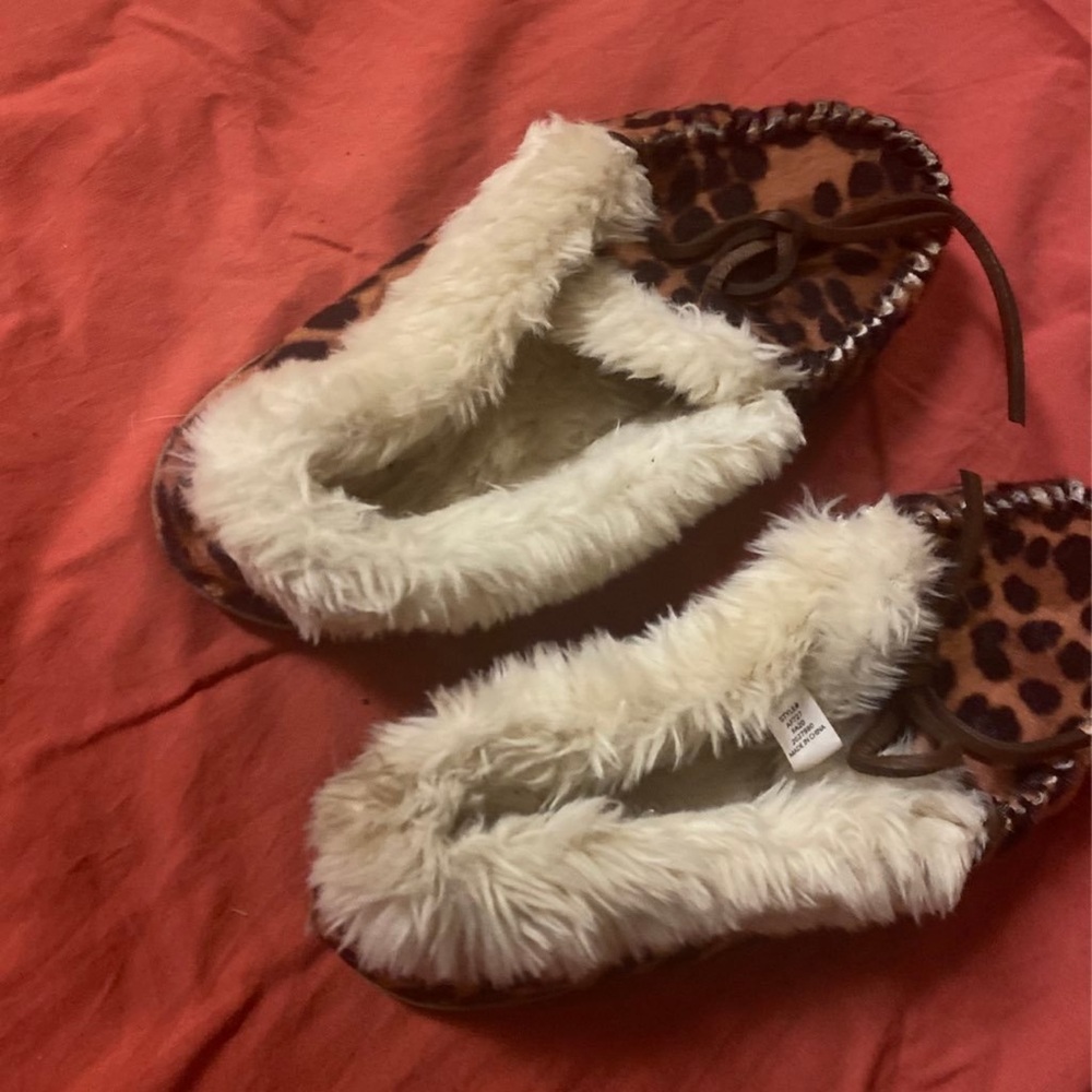 J. Crew Leopard Print Moccasins with Faux Fur Lining